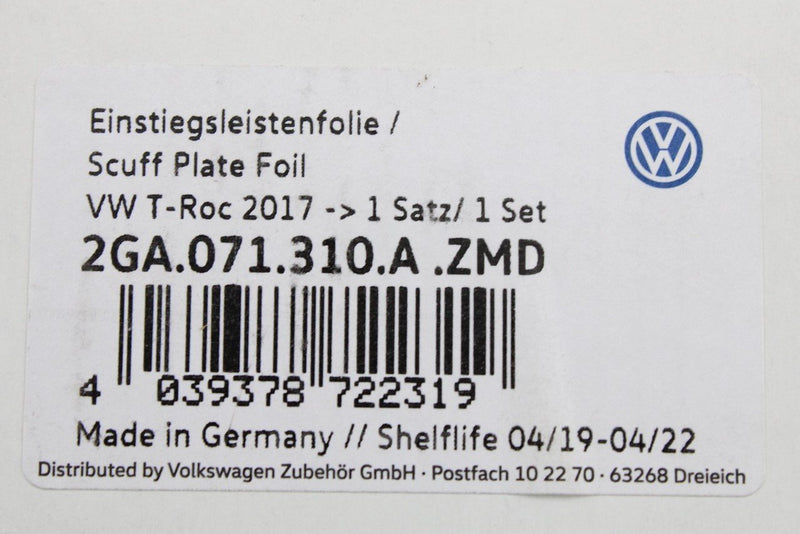 VW T-Roc 2018-on front & rear door sill protectors set 2GA071310A ZMD