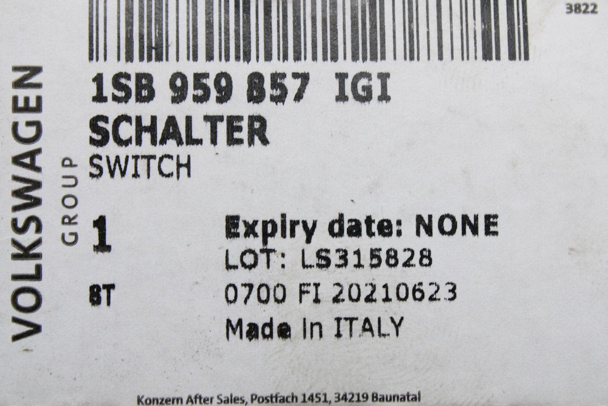 VW Up! Citigo Mii drivers side electric window switches 1SB959857 IGI