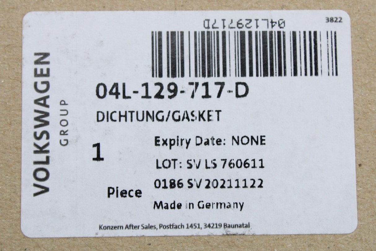 VW Golf Audi A3 Skoda SEAT charge air cooler gasket (2.0 TDI) 04L129717D