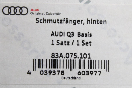Audi Q3 2019-on accessory mud flaps set (rear) 83A075101
