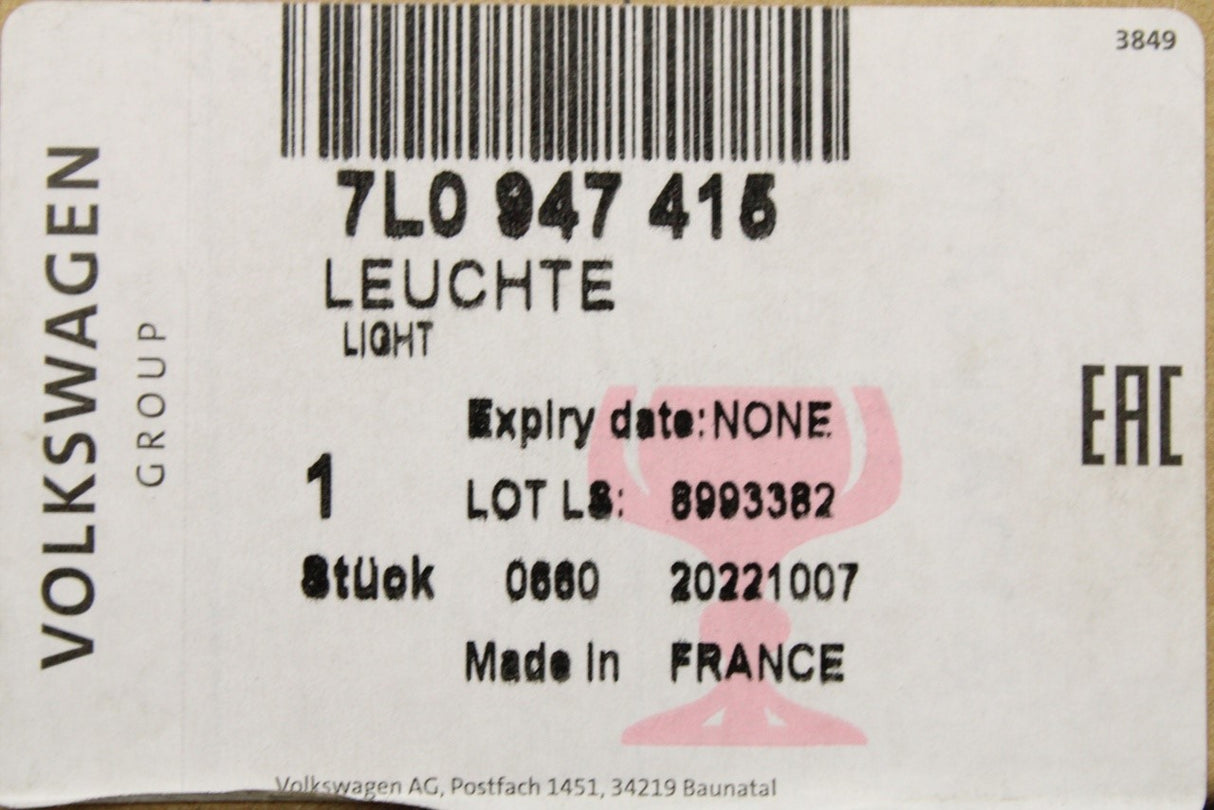 VW Audi Skoda SEAT foot well / glovebox light 7L0947415