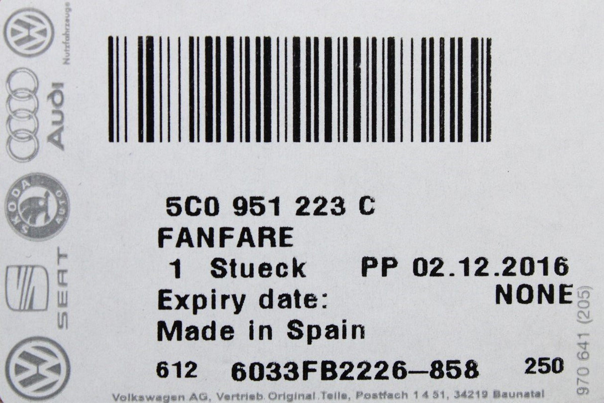 VW Audi Skoda SEAT various models high tone horn 5C0951223C