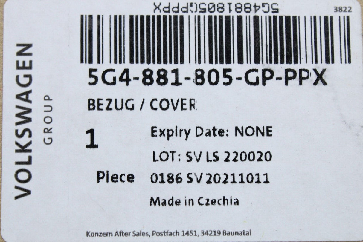 VW Golf GTD MK7.5 front seat backrest cover (left) 5G4881805GP PPX