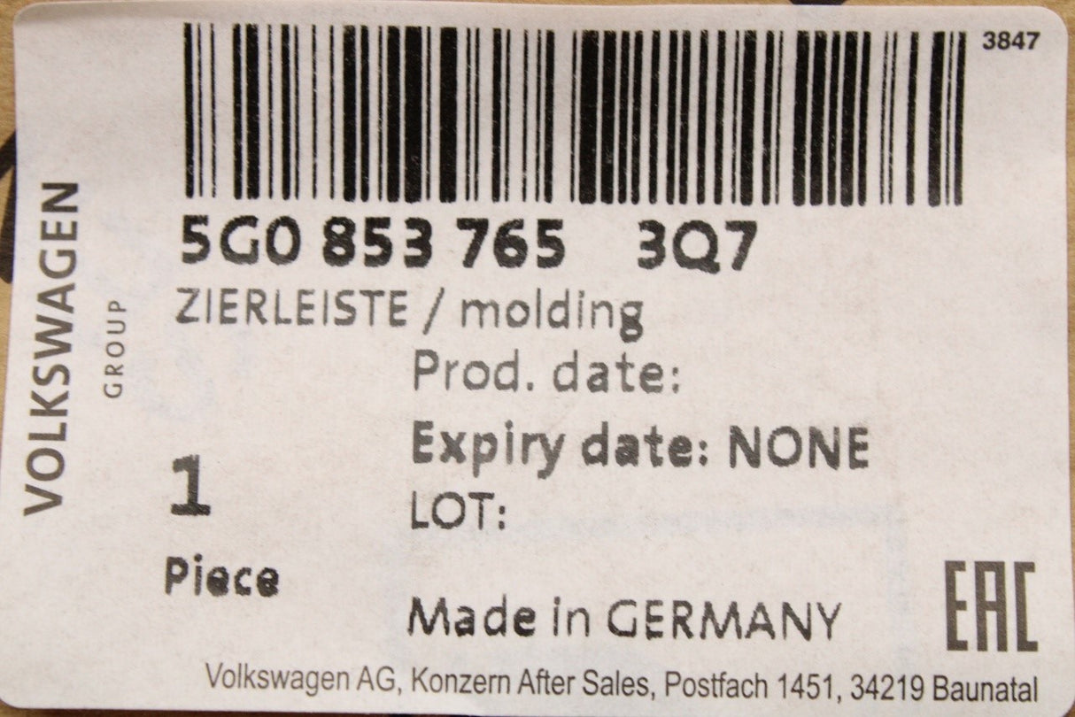 VW Golf R MK7 2013-2017 lower bumper grille trim (front) 5G0853765 3Q7