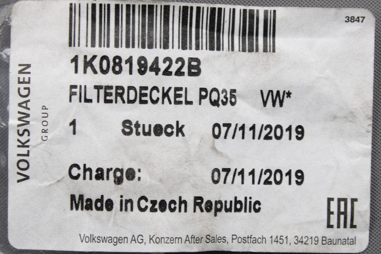 VW Audi Skoda SEAT Dust pollen filter cover retainer lid 1K0819422B