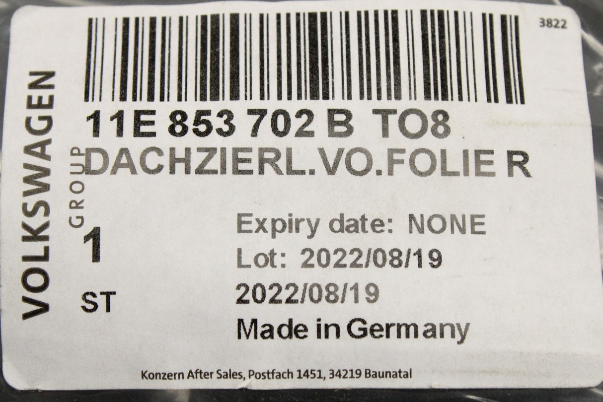 VW ID.5 Coupe 2022-on front roof channel trim (right) 11E853702B TO8