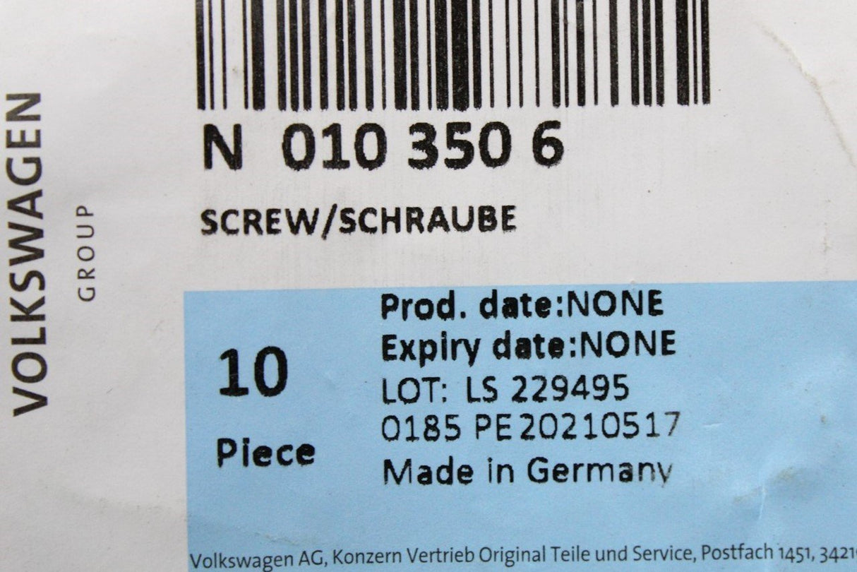 VW Audi Skoda SEAT hexagon heat bolt M8x50 (x1) N0103506