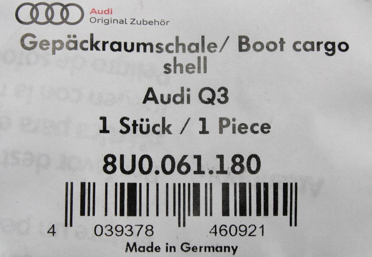 Audi Q3 RSQ3 2012-2018 boot luggage compartment mat 8U0061180