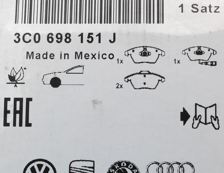 VW Golf Passat Caddy Audi A3 Leon Octavia front brake pads 3C0698151J