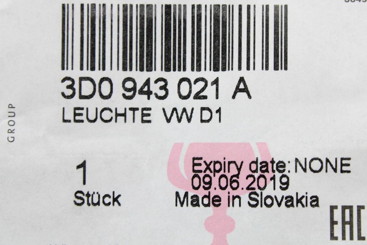 VW Golf Polo Skoda Superb SEAT Leon Licence plate light (x1) 3D0943021A
