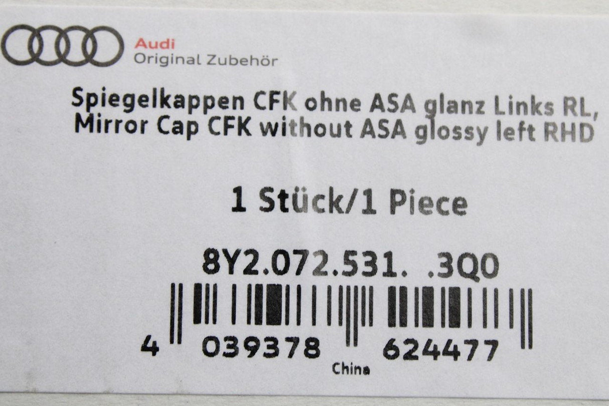 Audi A3 2020-on carbon fibre mirror cap (left) 8Y2072531 3Q0