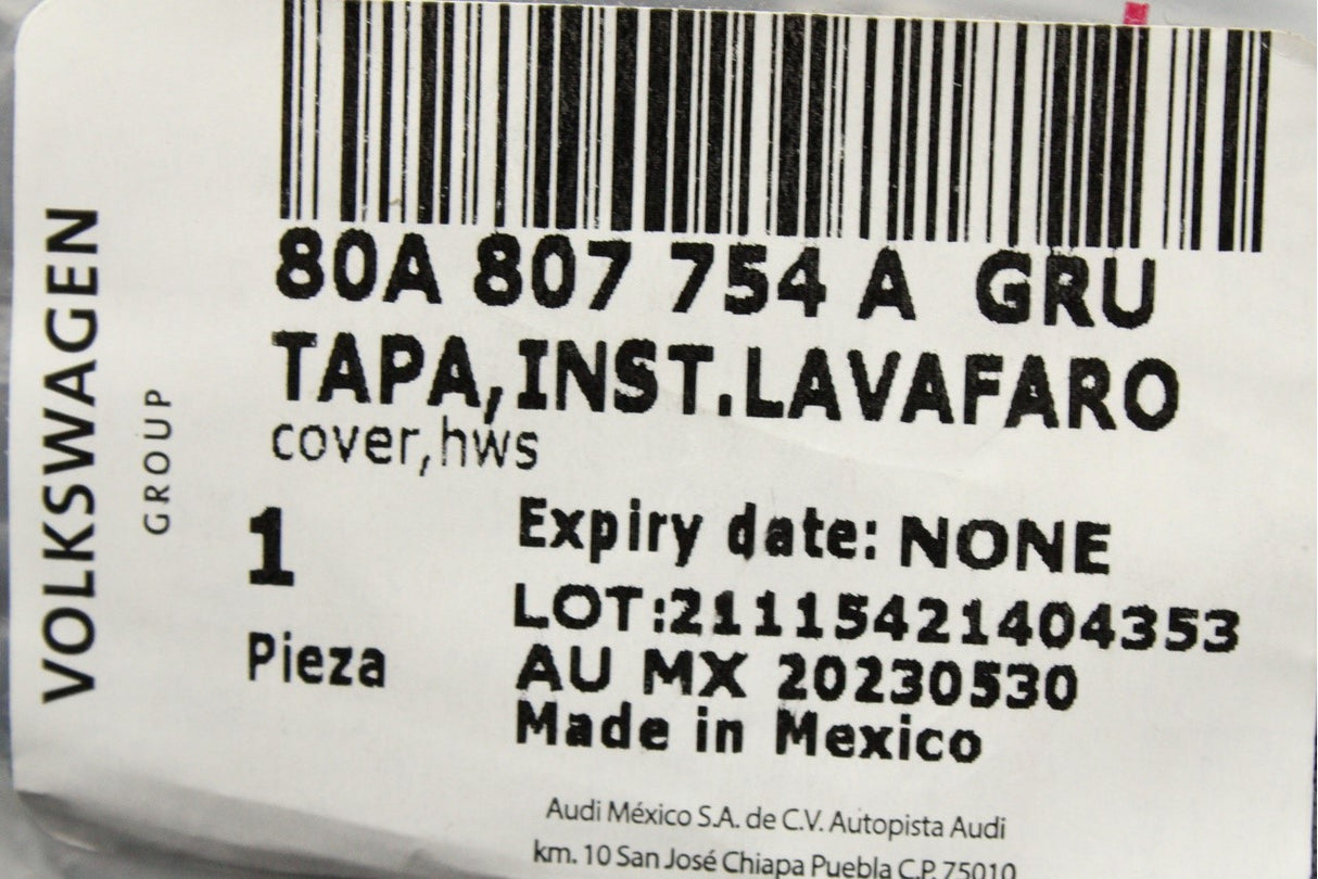 Audi Q5 SQ5 2017-on headlight washer jet cover (right) 80A807754A GRU