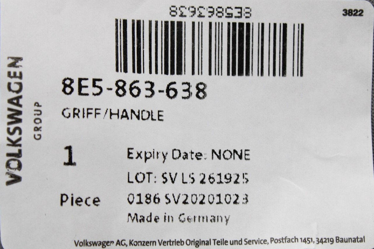 VW Audi SEAT Boot floor storage cover handle (lower part) 8E5863638