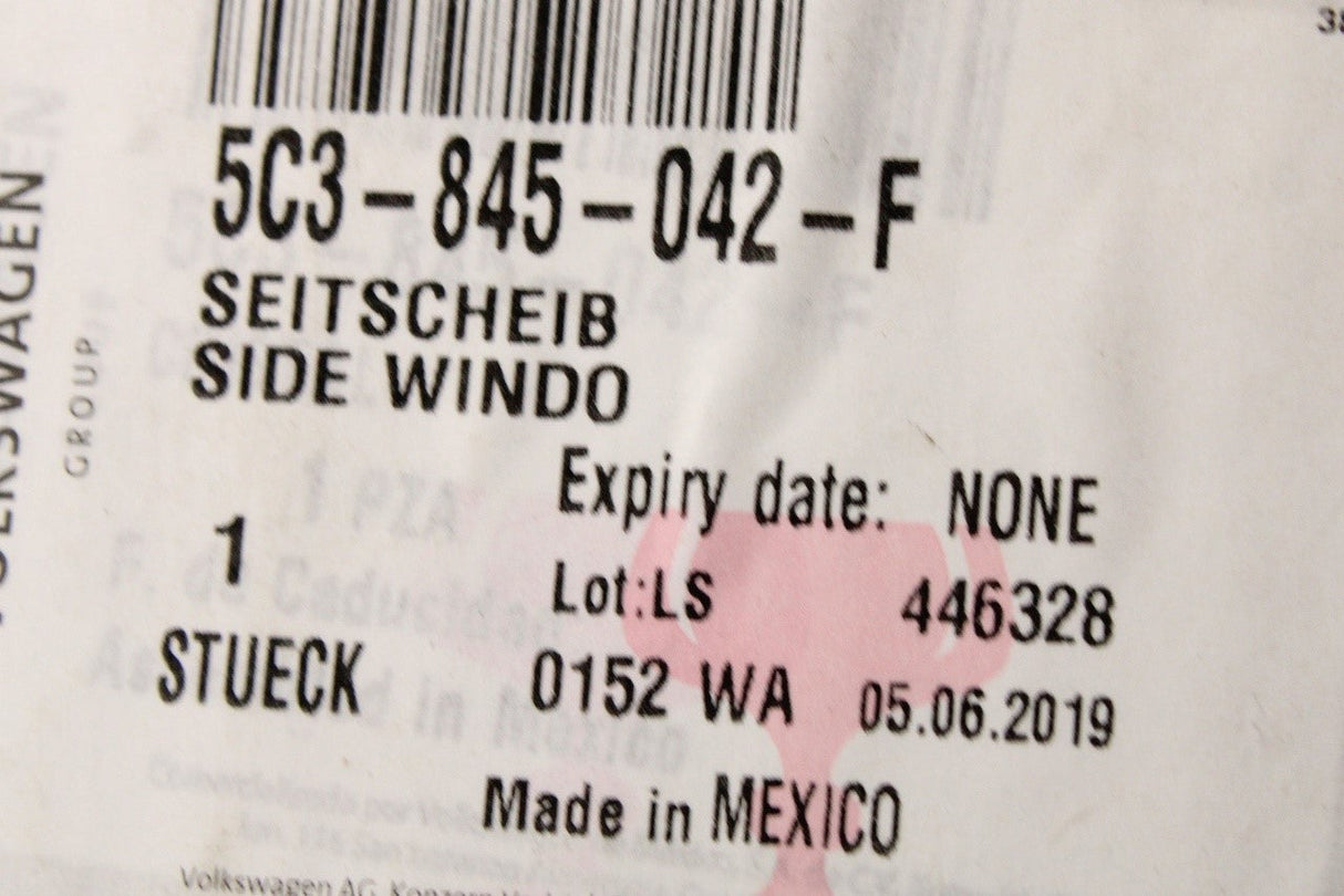 VW Beetle Cabriolet 2013-19 rear side window glass (right) 5C3845042F