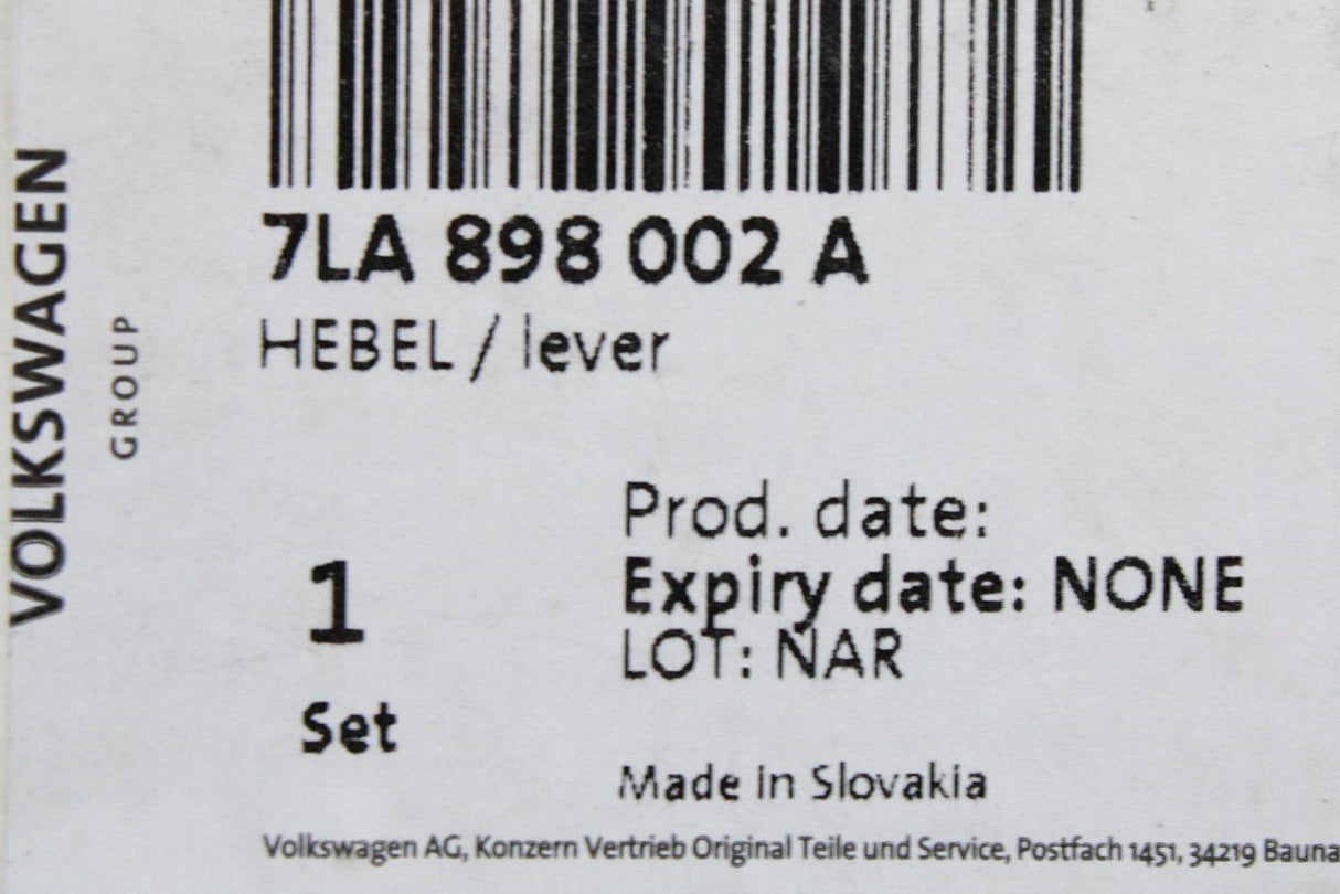 VW Transporter T6.1 heater temperature regulating levers RHD 7LA898002A