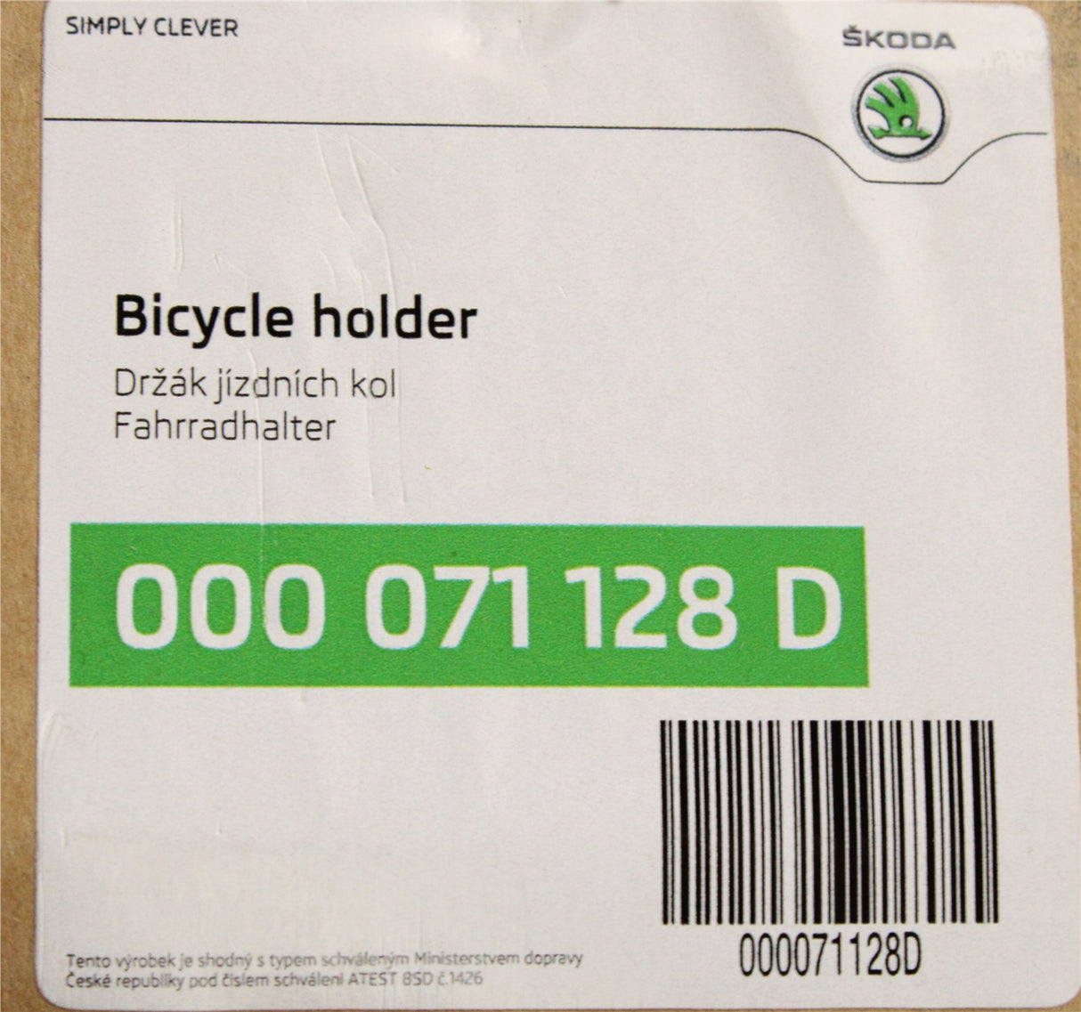 Skoda Fabia Octavia Kodiaq accessory roof rack bicycle holder 000071128D