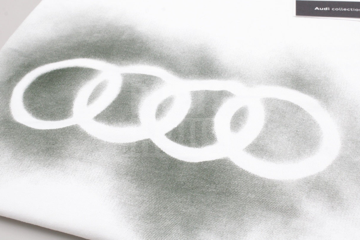 Audi rings logo spray effect white t-shirt (medium) 3132200203