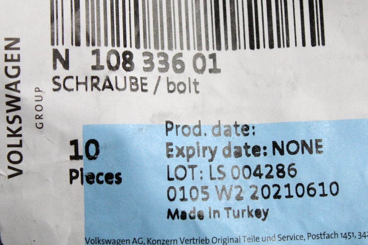 VW Audi torx socket head bolt door check strap M6x10 (x1) N10833601