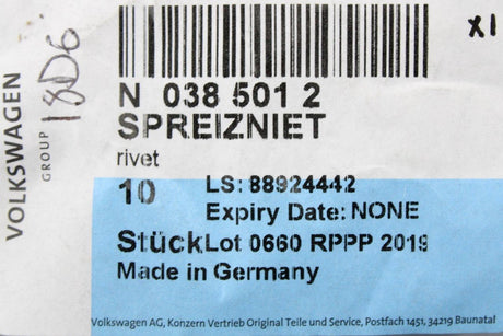 VW Audi Skoda SEAT Spreader rivet 6x12 (x1) N0385012