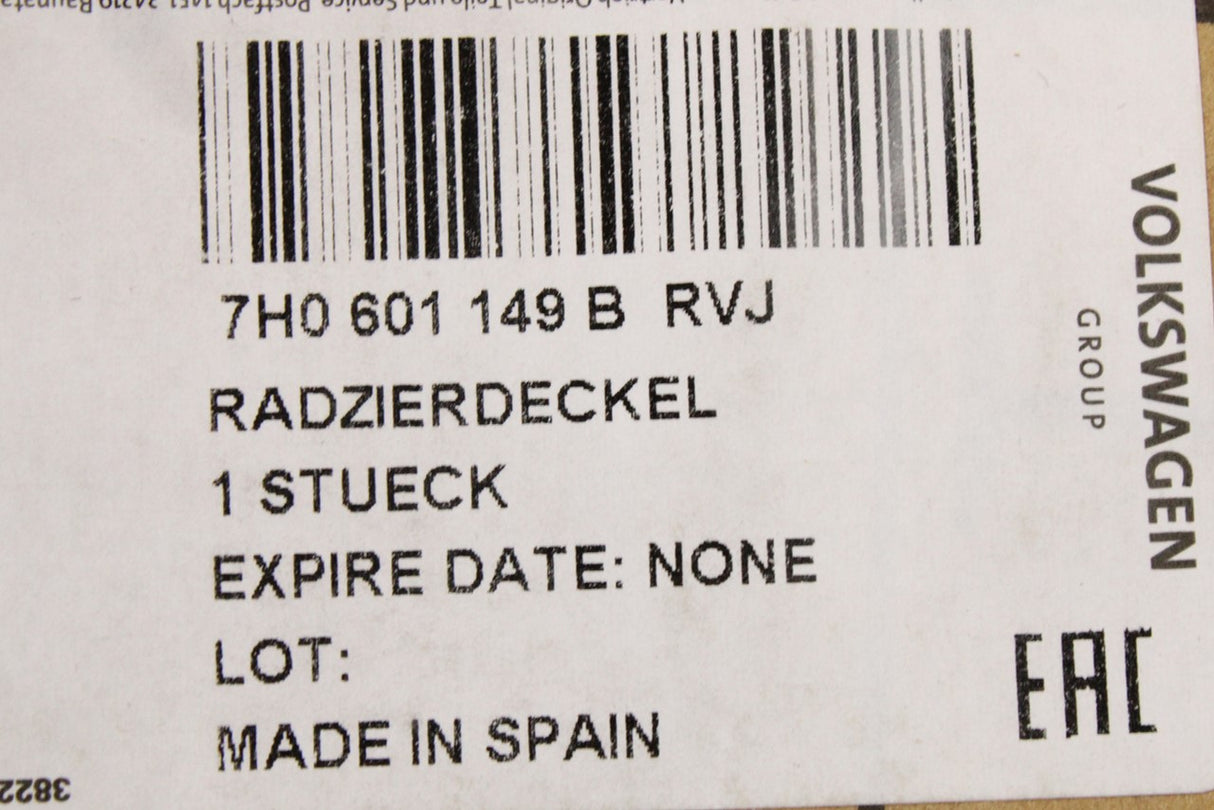 VW Transporter Caravelle T5 alloy wheel centre cap (x1) 7H0601149B RVJ