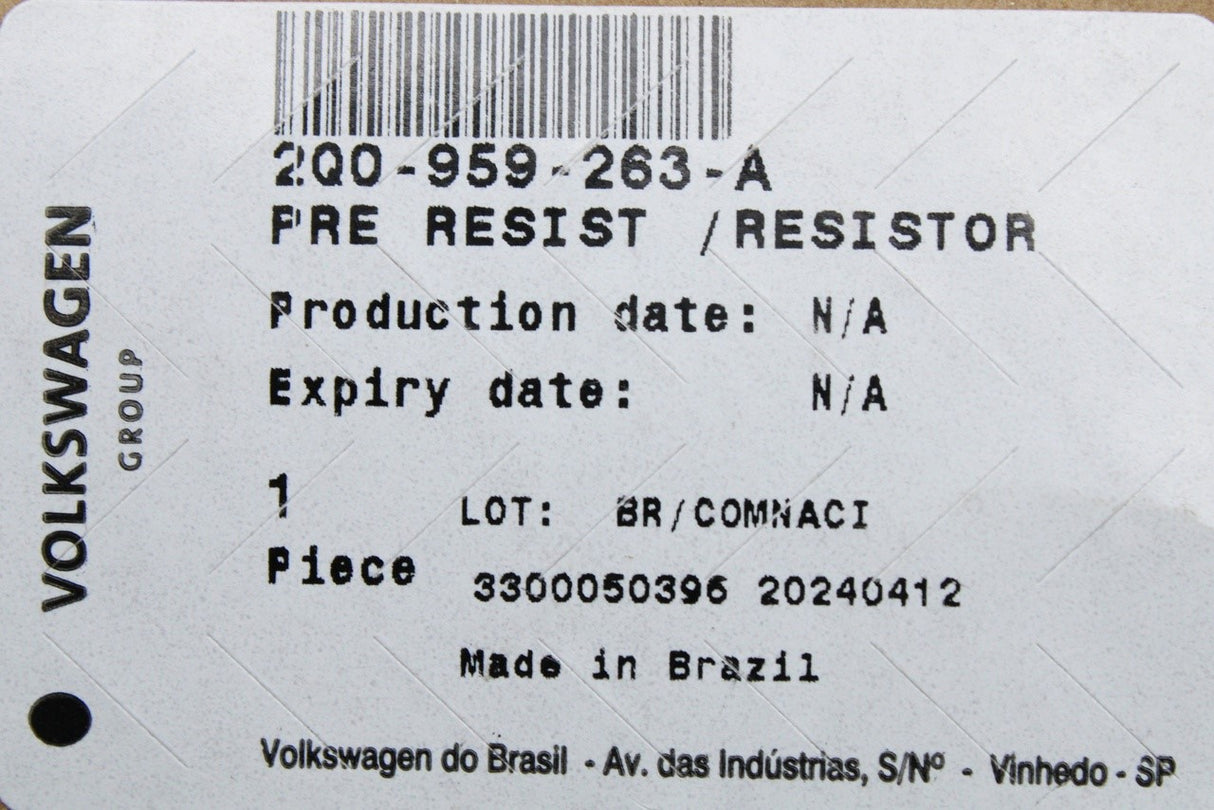 VW T-Cross Skoda Fabia Scala Kamiq heater fan blower resistor 2Q0959263A