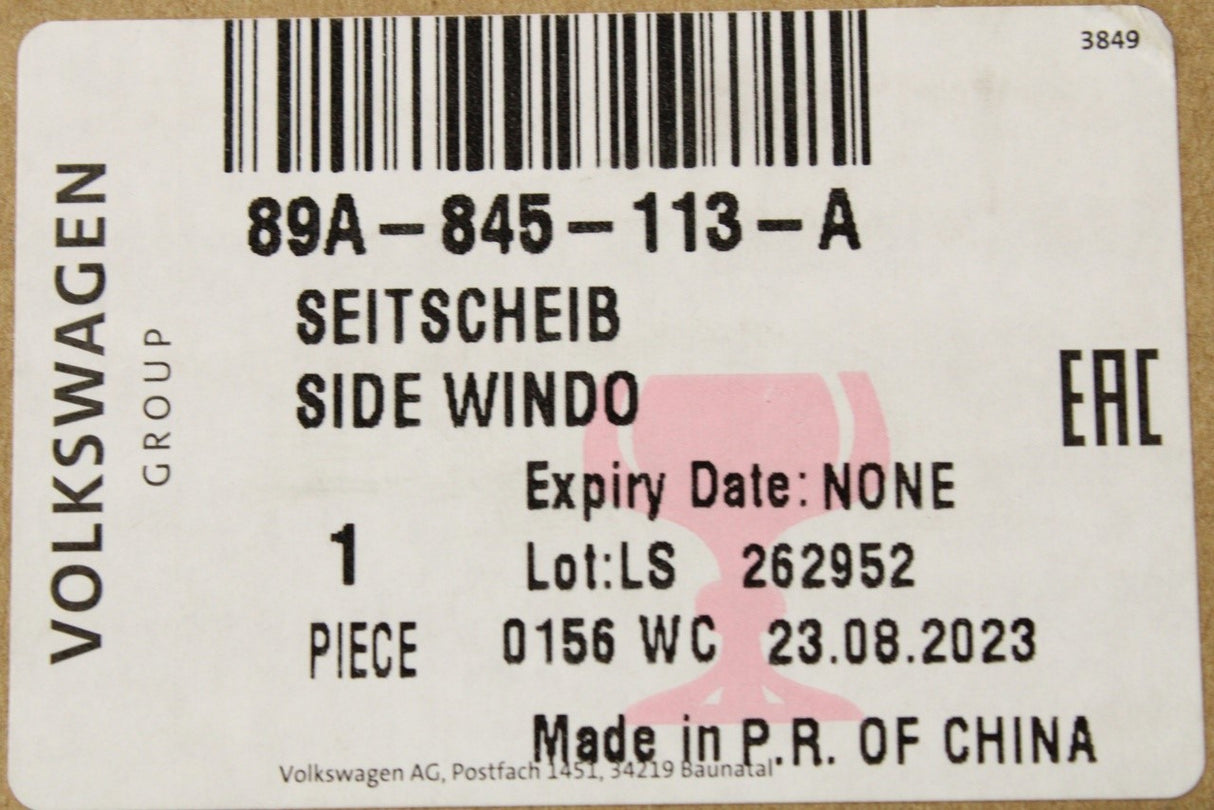 Audi Q4 e-tron 22-on A-pillar side window glass (front left) 89A845113A