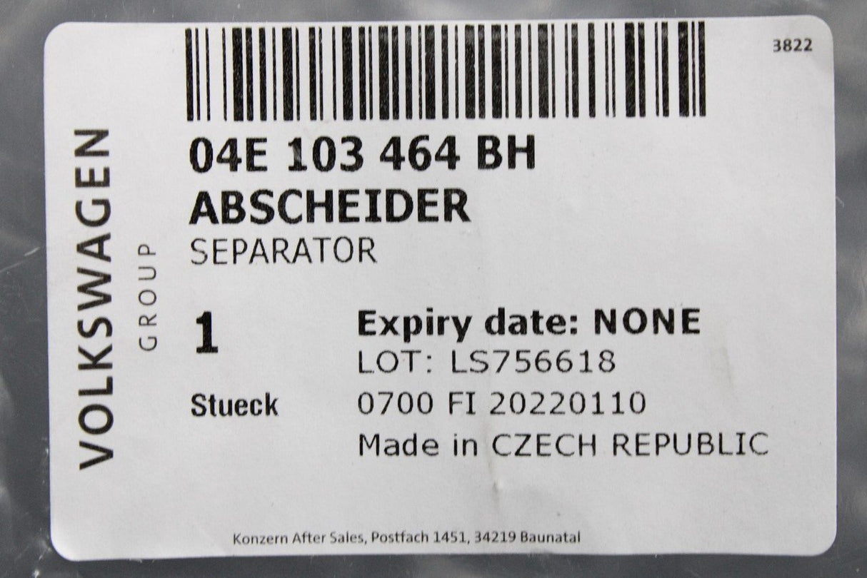 VW Golf Audi A3 Skoda SEAT Leon 15-on oil separator (1.5L) 04E103464BH