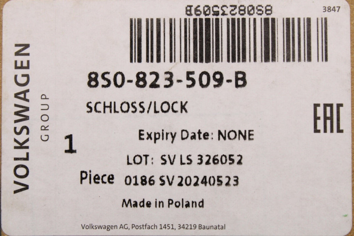Audi TT TTS TTRS VW Polo T-Cross bonnet lid lock catch 8S0823509B