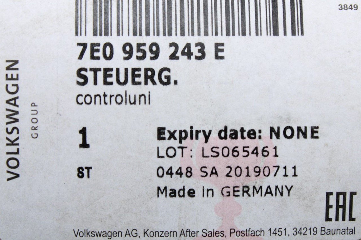 VW Transporter Cali T6 electric sliding door control module 7E0959243E