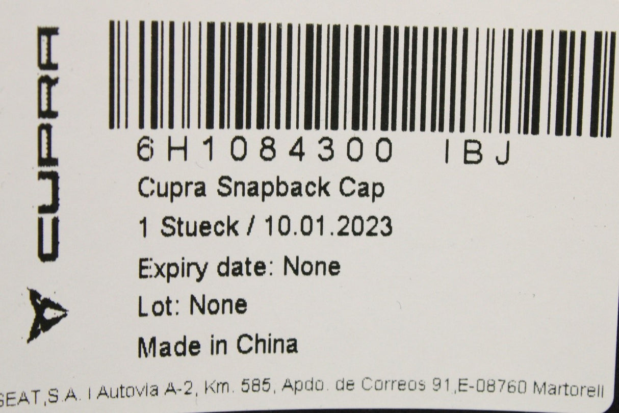 CUPRA collection copper/petrol blue snapback cap 6H1084300 IBJ