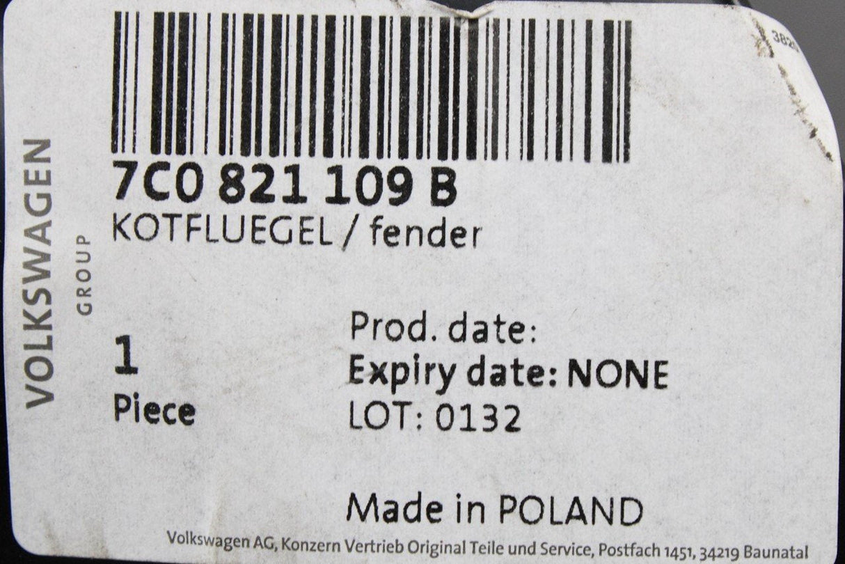 VW Crafter 17- lower front wing wheel arch trim panel (left) 7C0821109B