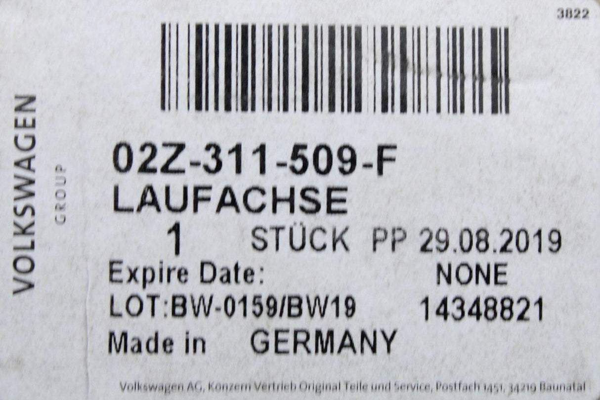 VW Transporter T5 T5.1 T6 T6.1 gearbox reverse gear idler 02Z311509F