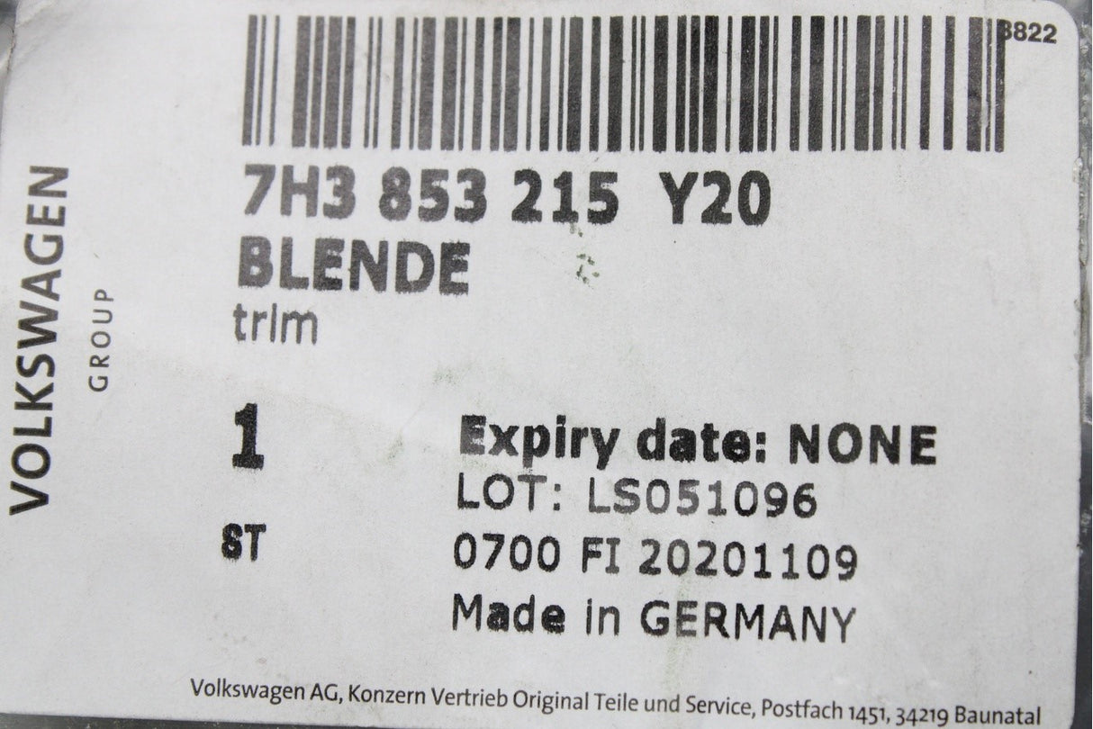 VW Transporter T5 T5.1 T6 T6.1 interior d-pillar trim (x1) 7H3853215 Y20
