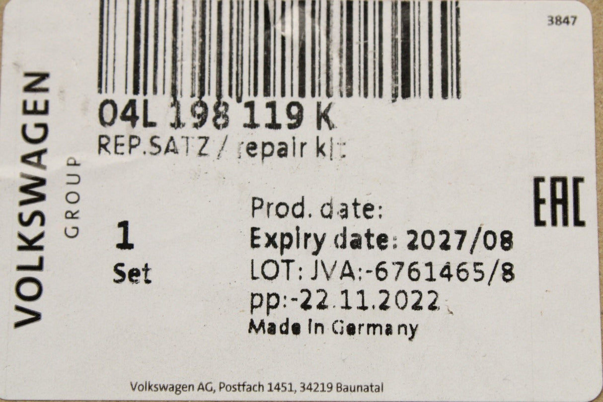 VW Audi Skoda SEAT 2.0 TDI cambelt timing belt kit 04L198119K