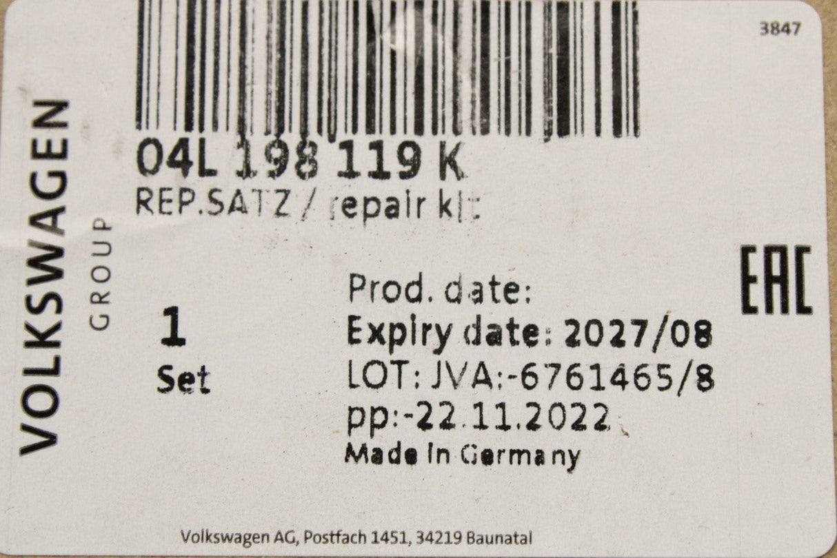 VW Golf Passat T-Roc Tiguan 2.0 TDI cambelt timing belt kit 04L198119K