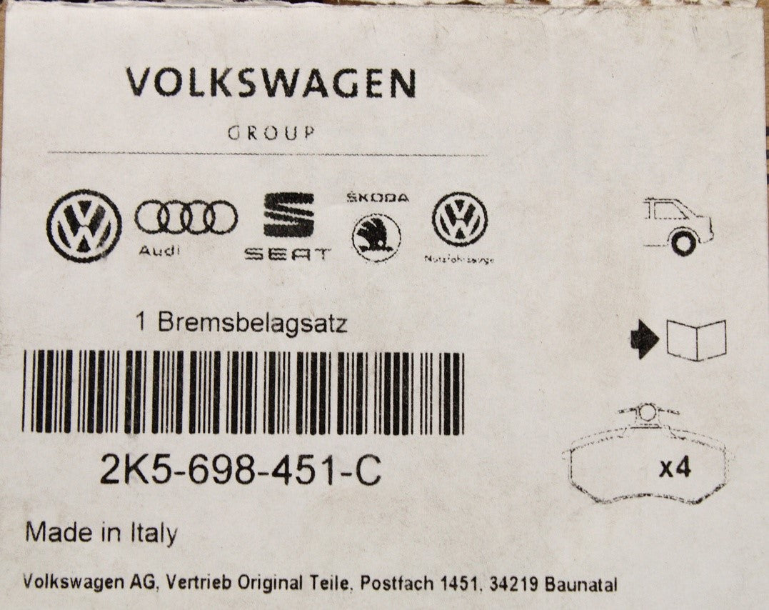 VW Caddy 2016-2020 rear brake pads 2K5698451C