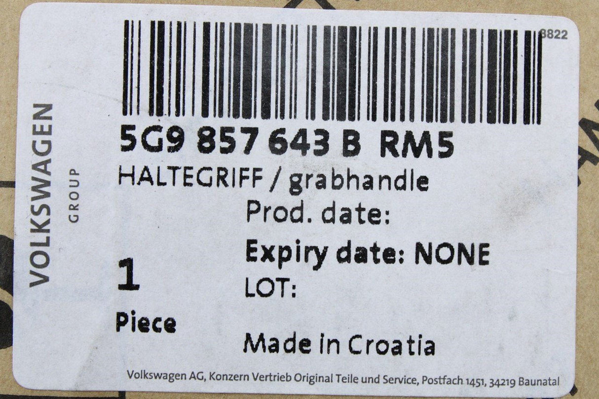 VW Touran 2016-on interior roof grab handle (rear) 5G9857643B RM5