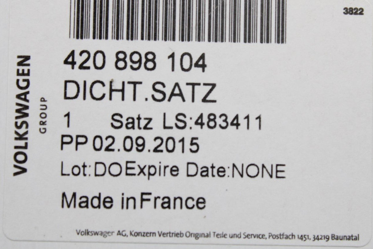 Audi R8 2007-15 wing mirror mount gasket set (left) 420898104