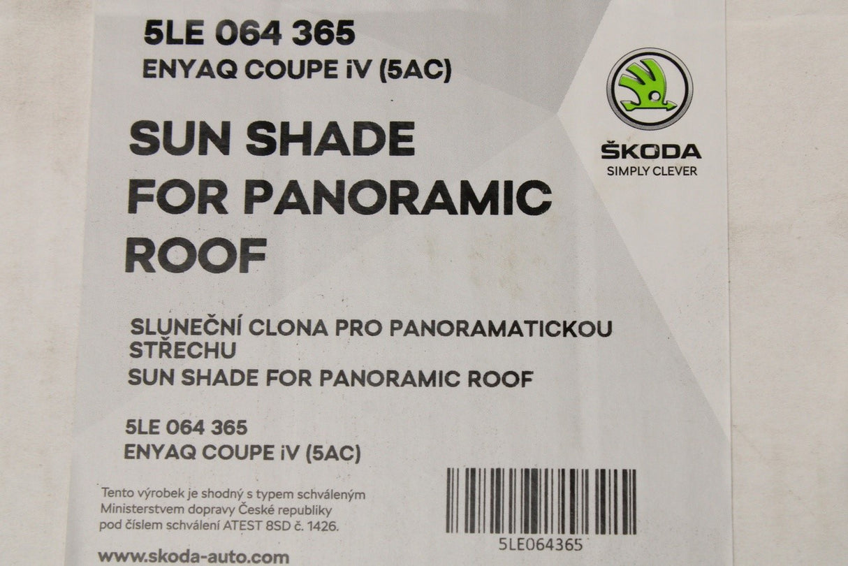 Skoda Enyaq Coupe 2022-on panoramic roof sun blind (black) 5LE064365