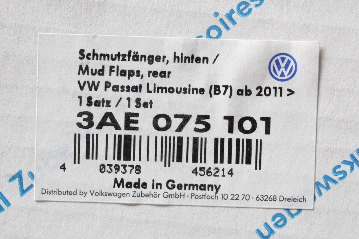 VW Passat B7 11-15 Saloon accessory mud flaps set (rear) 3AE075101