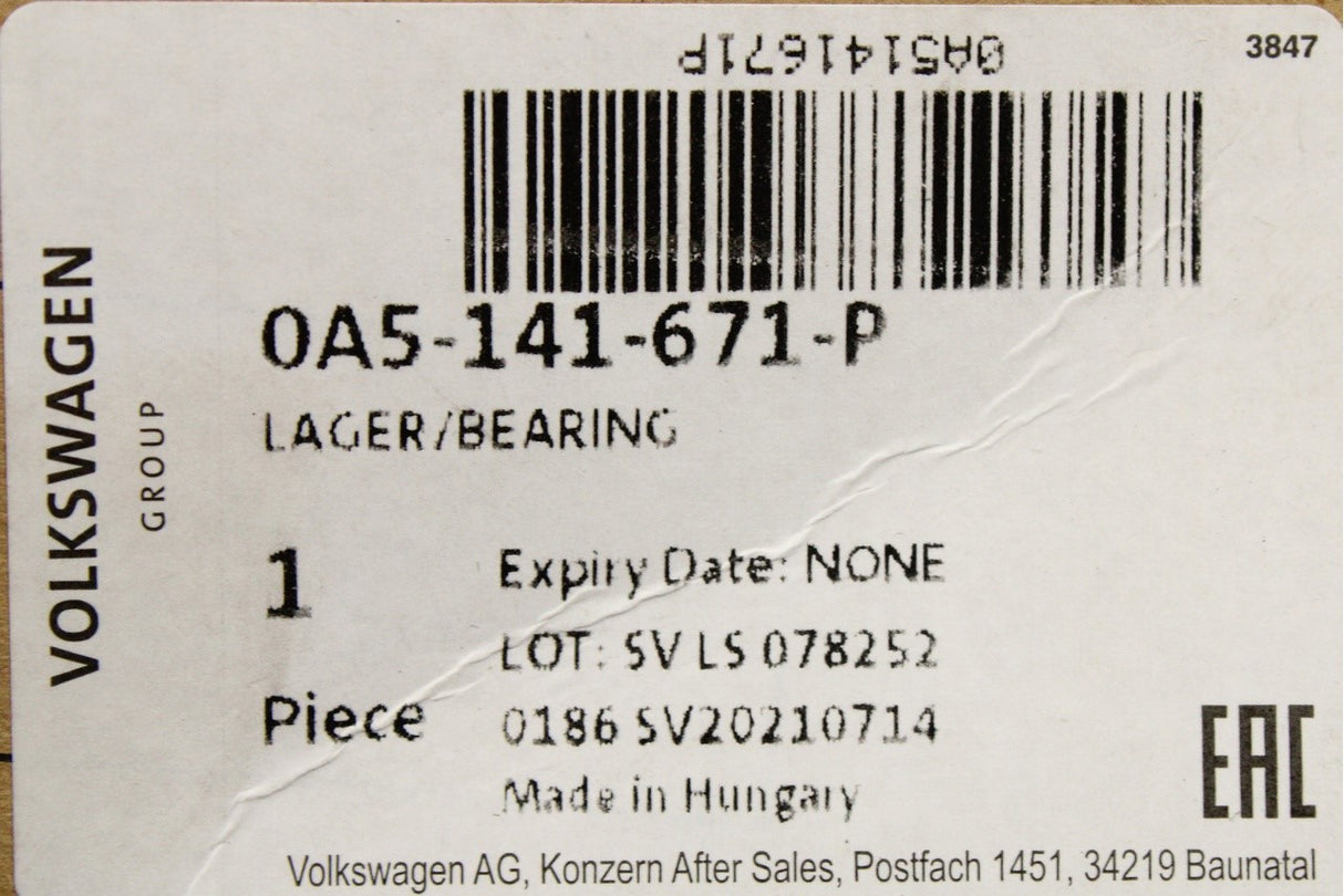 VW Audi Skoda SEAT clutch release bearing 0A5141671F