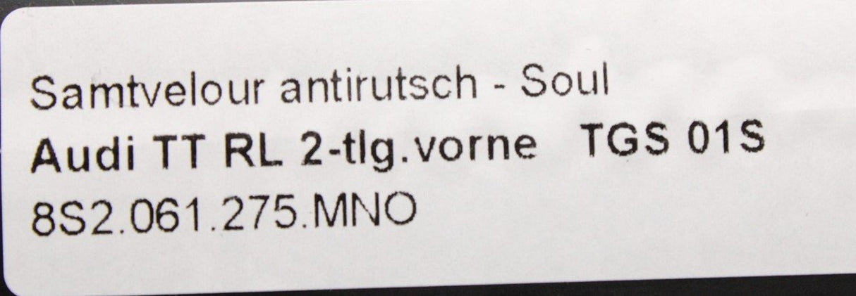 Audi TT TTS TTRS 15-on premium textile floor mats (front) 8S2061275 MNO