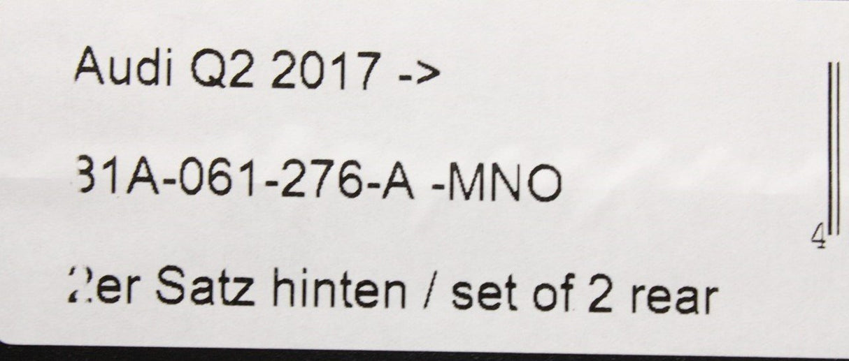 Audi Q2 SQ2 2017-on premium textile floor mats (rear) 81A061276A MNO