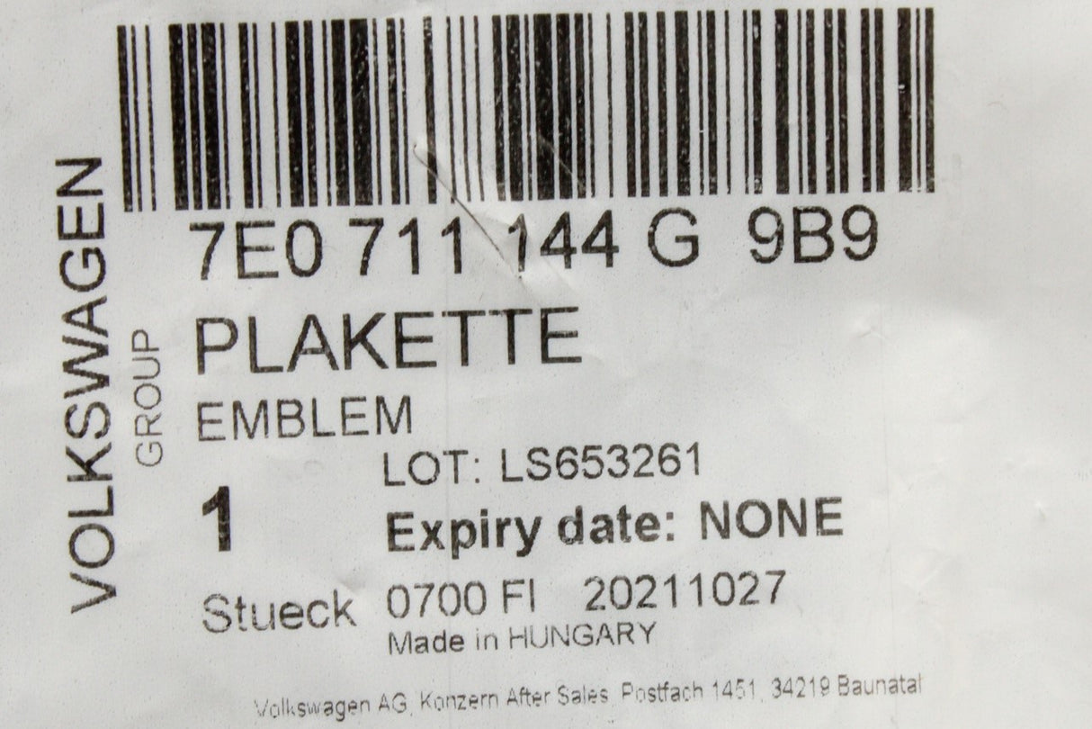 VW Transporter T5.1 T6 gear knob badge cap (5-speed) 7E0711144G 9B9