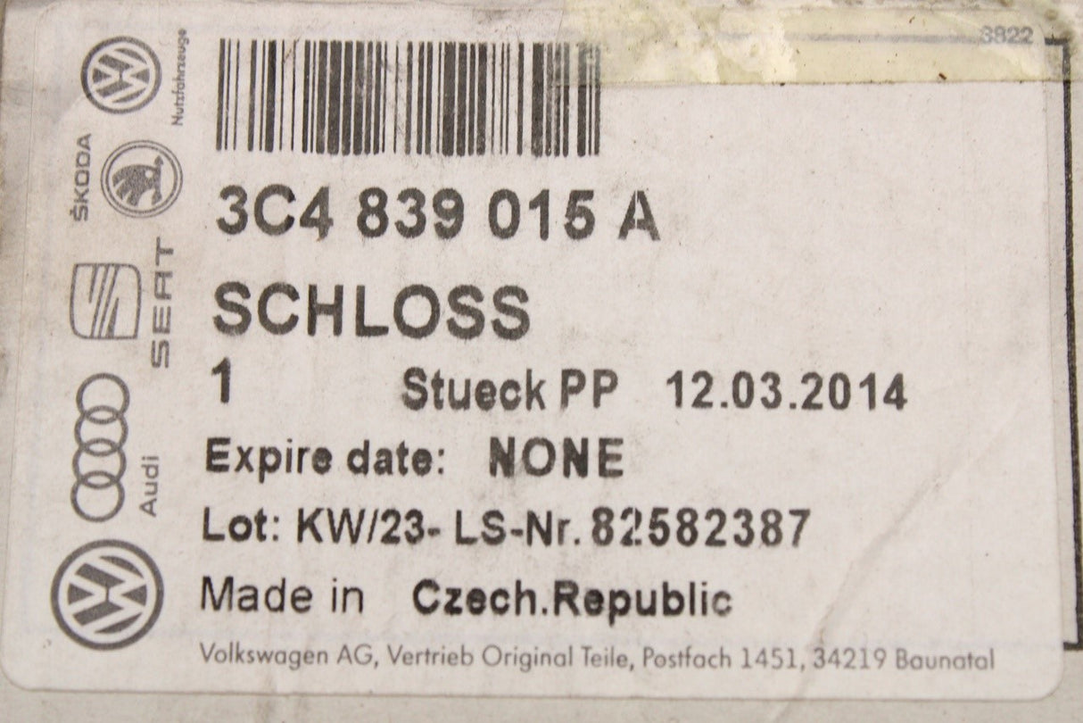 VW Passat B6 B7 Audi Q7 Skoda SEAT rear door lock (left) 3C4839015A