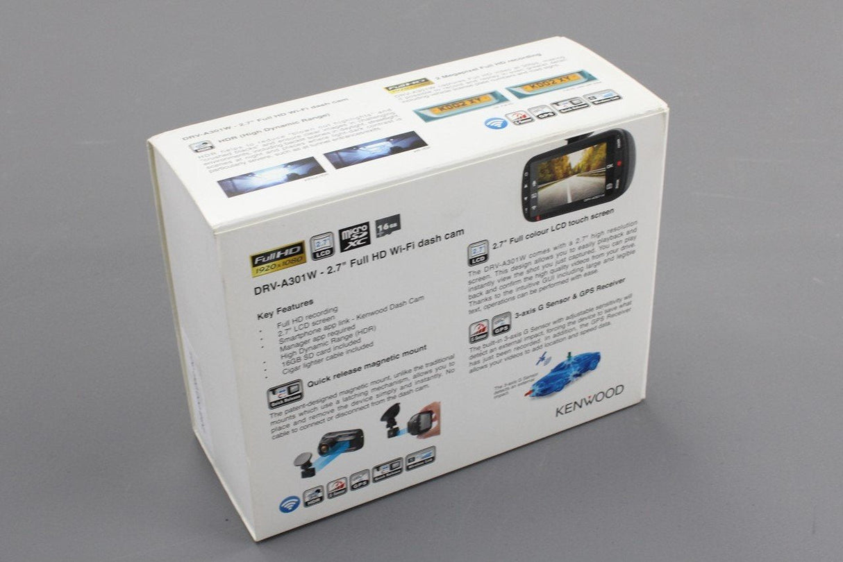 Kenwood DRV-A301W Dash Cam with 16GB SD card VW Approved ZGB000052 301