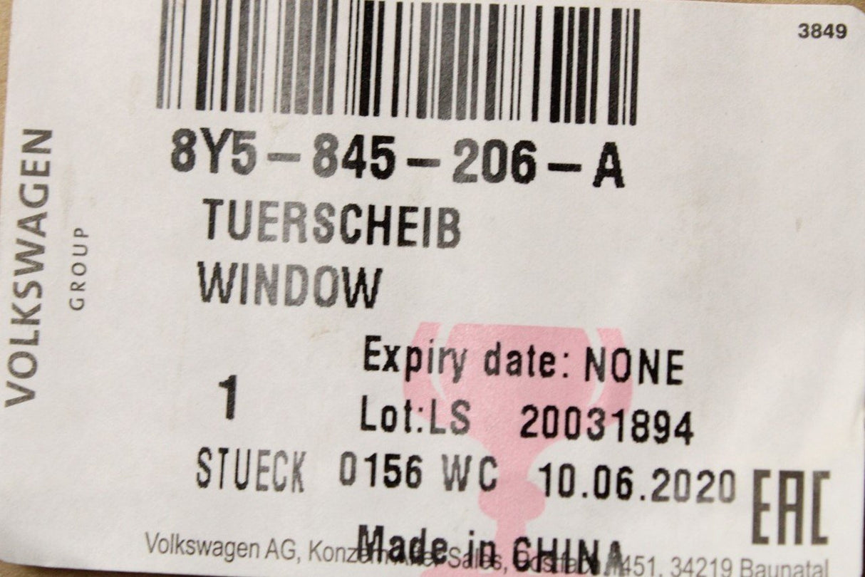 Audi A3 S3 Saloon 20-on tinted door window glass (rear right) 8Y5845206A
