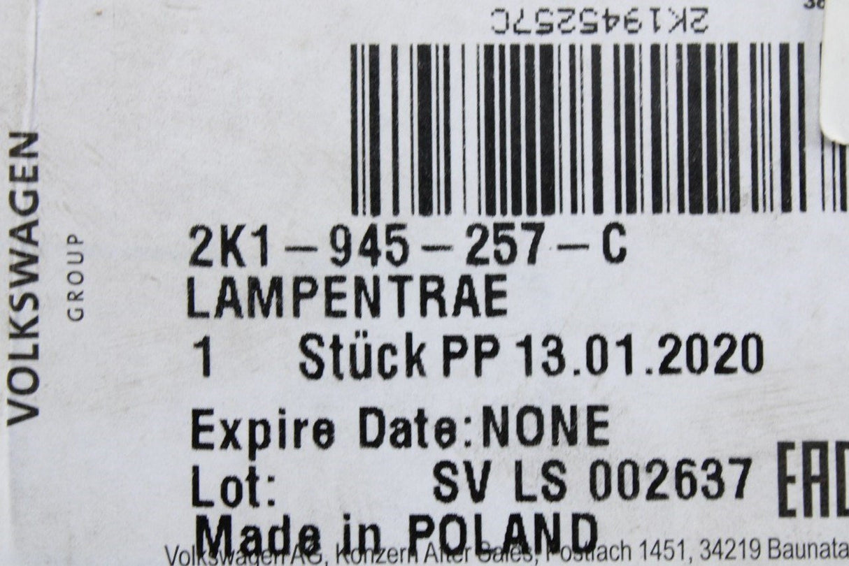 VW Caddy 2K 16-20 left tail light bulb carrier (wing doors) 2K1945257C