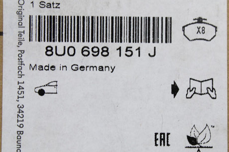 Audi RSQ3 2014-2018 front brake pads for 365mm front discs 8U0698151J