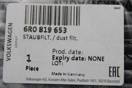 VW Audi Skoda SEAT Cabin pollen filter element 6R0819653